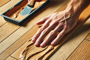 dall%c2%b7e-2025-02-16-17-02-27-a-close-up-view-of-a-wooden-floor-with-visible-gaps-being-filled-with-wood-filler-a-hand-is-applying-the-filler-using-a-putty-knife-smoothing-it-int